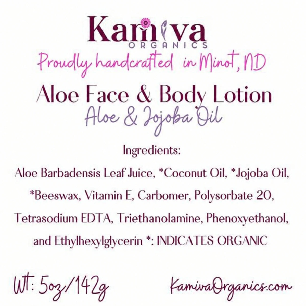 Daily Facial Moisturizer - Aloe & Jojoba Oil | Kamiva Organics