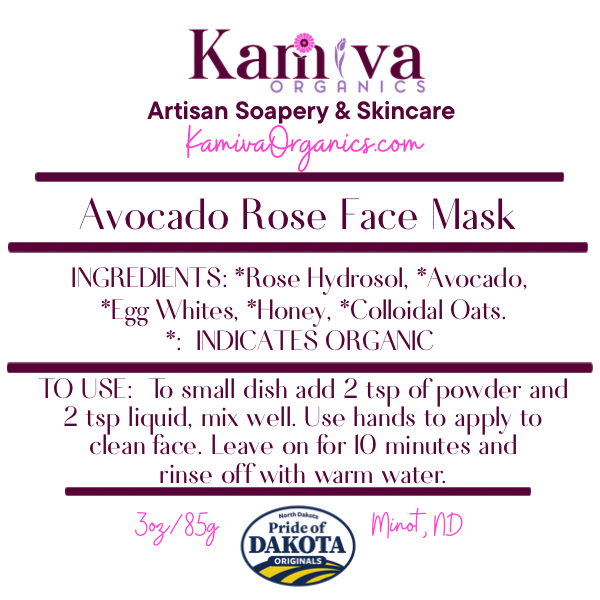 Avocado Rose Barrier Boost Face Mask: Deep Repair & Firming | Kamiva Organics