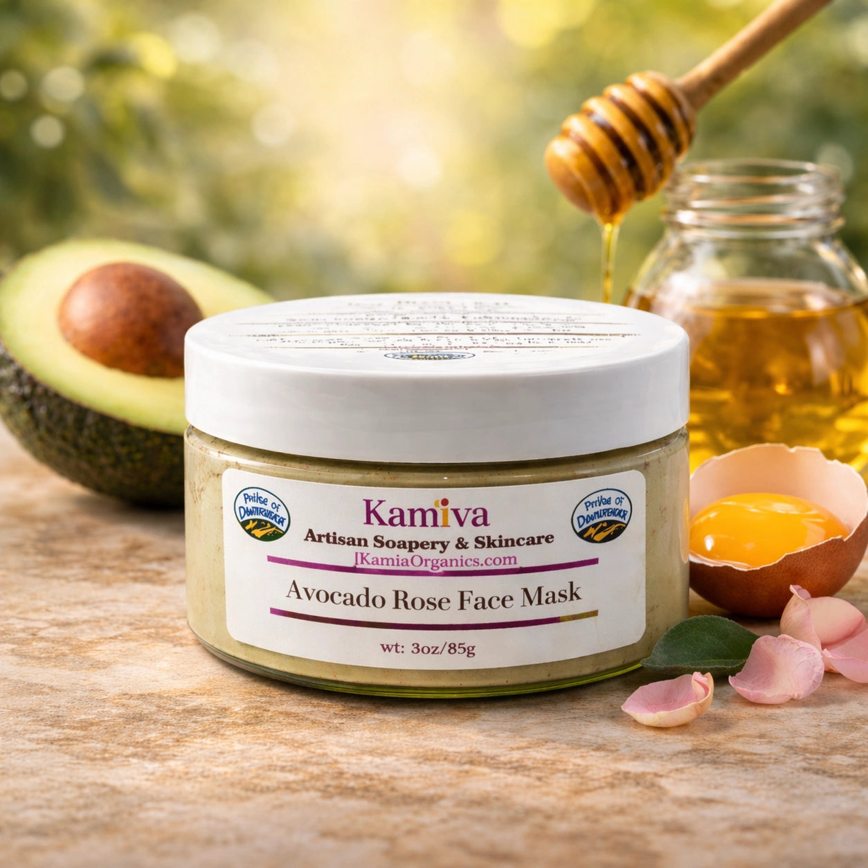 Avocado Rose Barrier Boost Face Mask: Deep Repair & Firming | Kamiva Organics