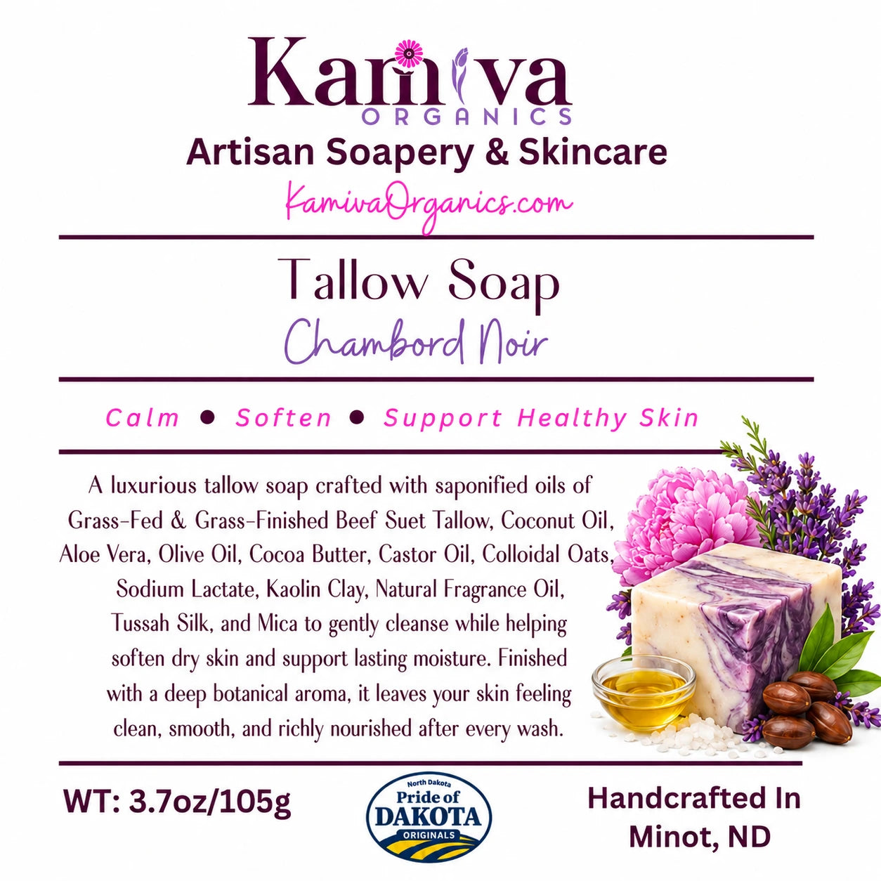 Chambord Noir Tallow Soap – Deep Moisture bar | Kamiva Organics