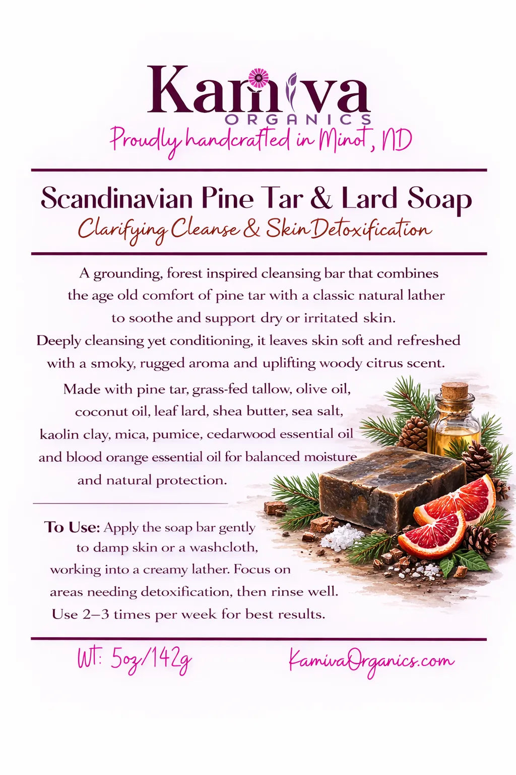 Scandinavian Pine Tar Soap - Skin Clarifying | Kamiva Organics