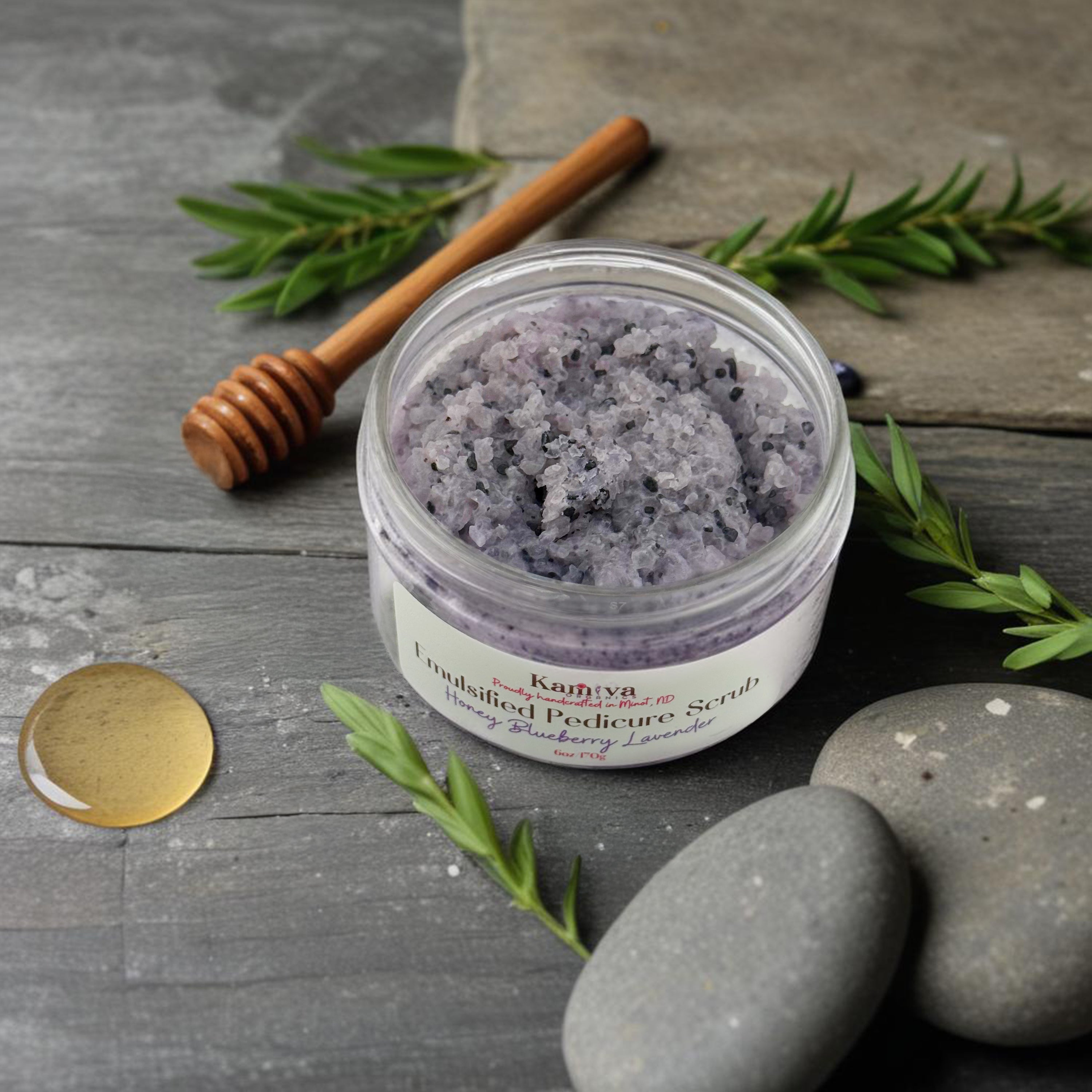 Emulsified Pedicure Scrub-Honey Blueberry Lavender - Kamiva Organics