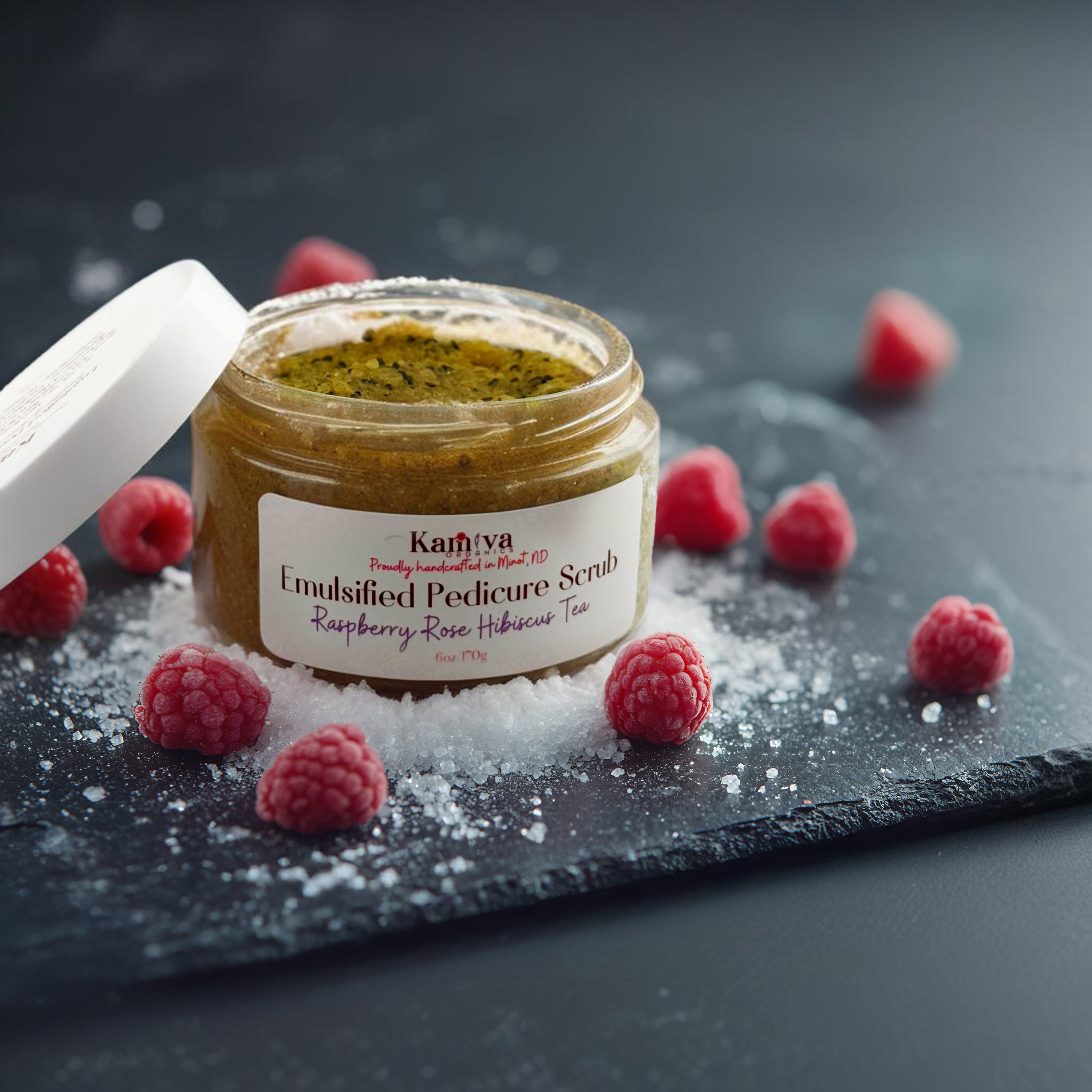 Emulsified Pedicure Scrub-Raspberry Rose Hibiscus Tea - Kamiva Organics
