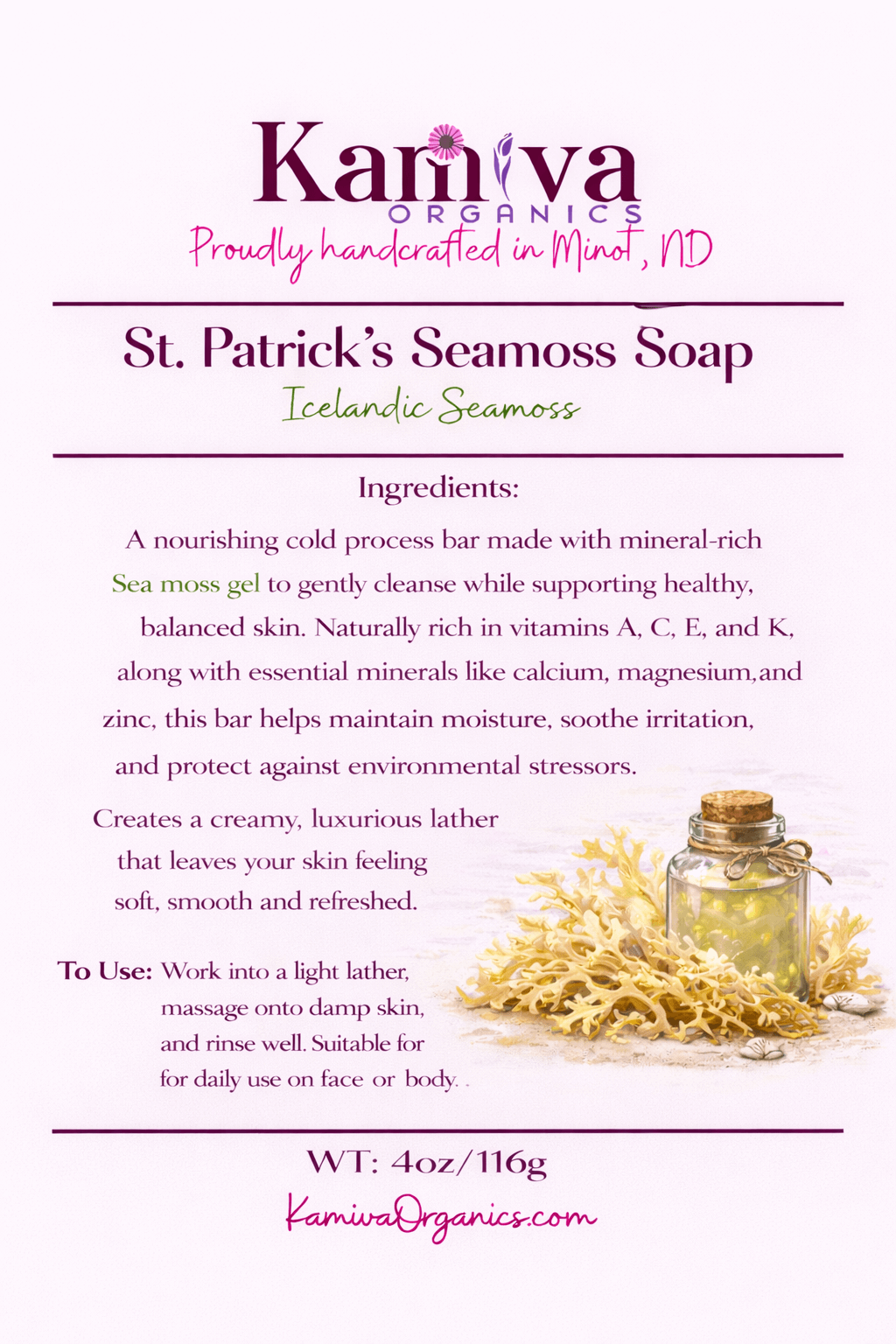 St. Patrick’s Sea Moss Soap - Kamiva Organics