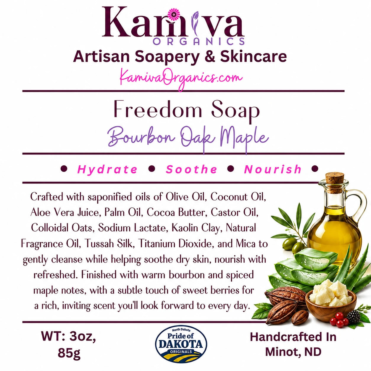 Freedom Soap – Bourbon Oak Maple - Kamiva Organics