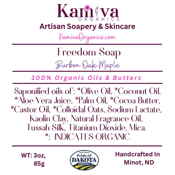 Freedom Soap – Bourbon Oak Maple - Kamiva Organics
