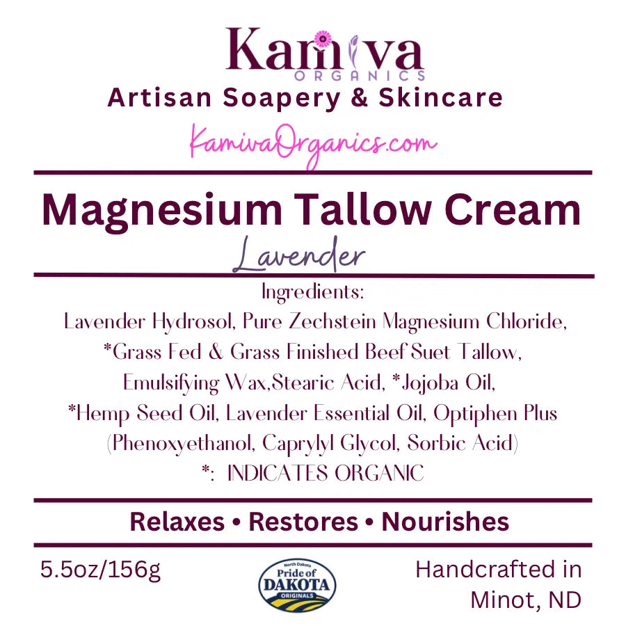 Magnesium tallow cream | Lavender | Kamiva Organics