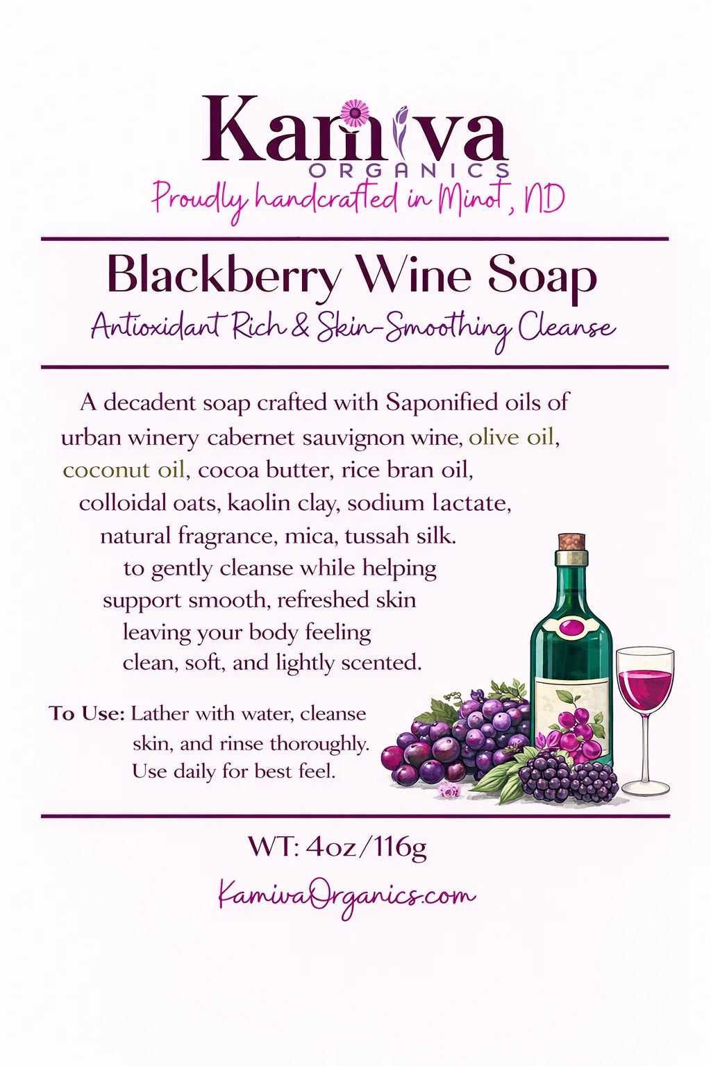 Blackberry Wine Soap - Skin Smoothing Cleanse | Kamiva Organics