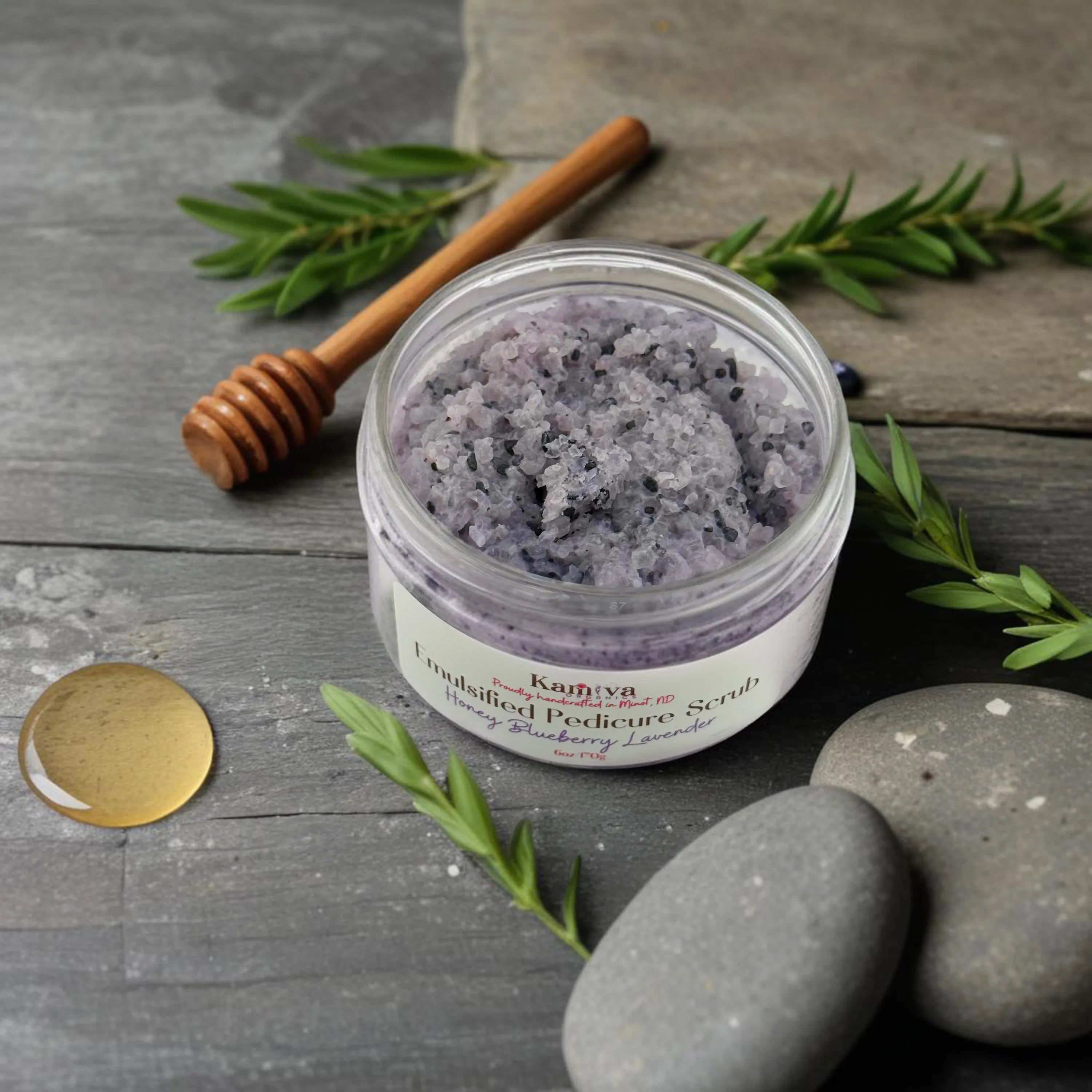 Honey Blueberry Lavender Pedicure Scrub - Moisture Restore | Kamiva Organic