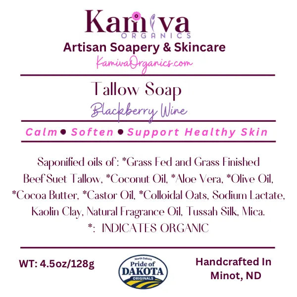 Tulip Tallow Soap - Barrier Locking Bar | Kamiva organics 