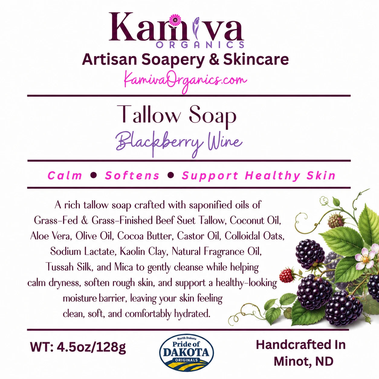 Tulip Tallow Soap - Barrier Locking Bar | Kamiva organics 